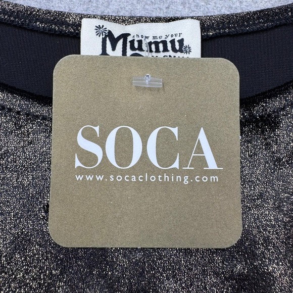 Show Me Your Mumu Gold Metallic Black Cold Shoulder Teddy Tunic XS Party Shiny - Picture 3 of 12